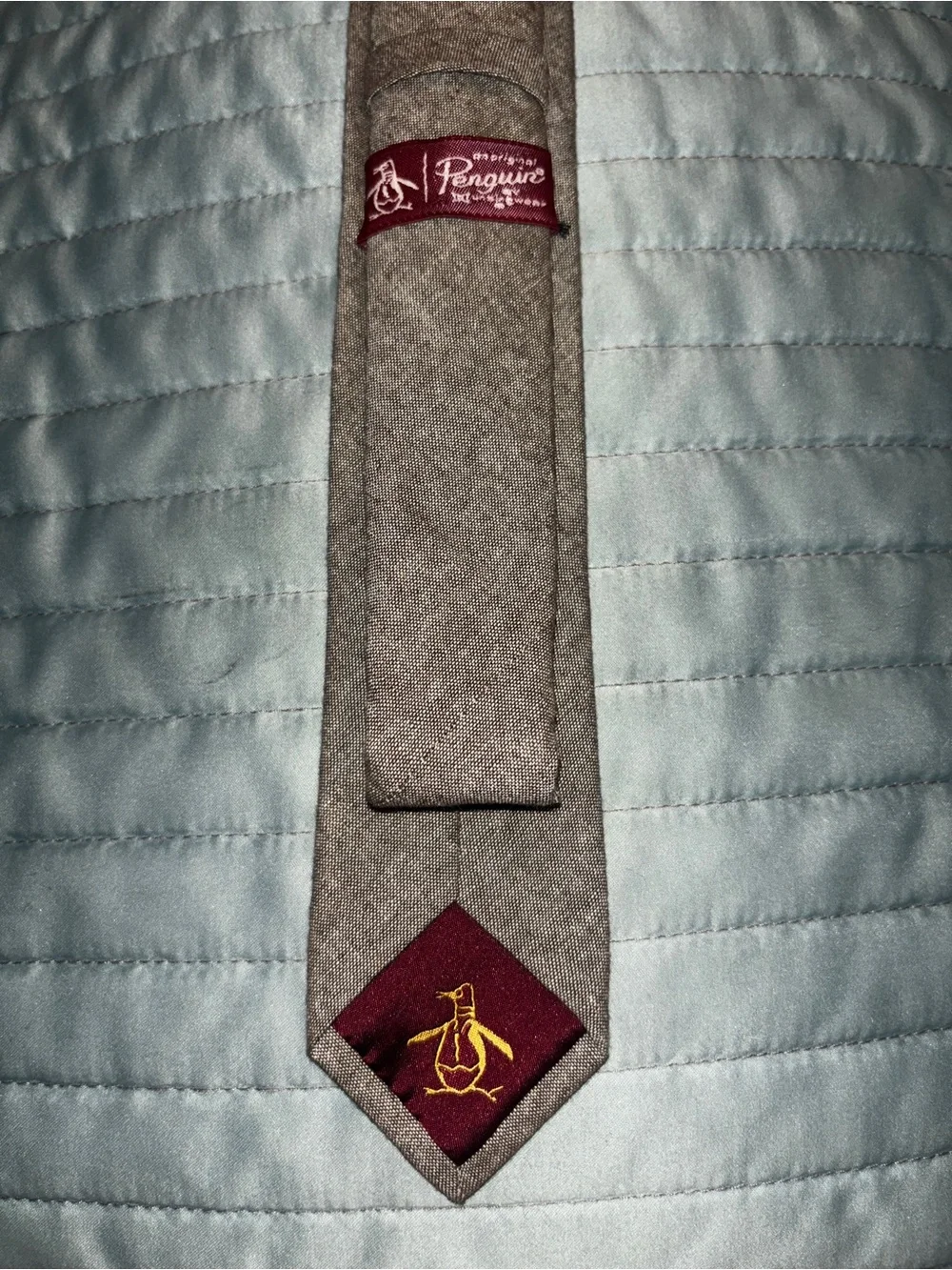 Original Penguin by Munsingwear Men’s Slim Necktie Classic Grey/Brown Cotton